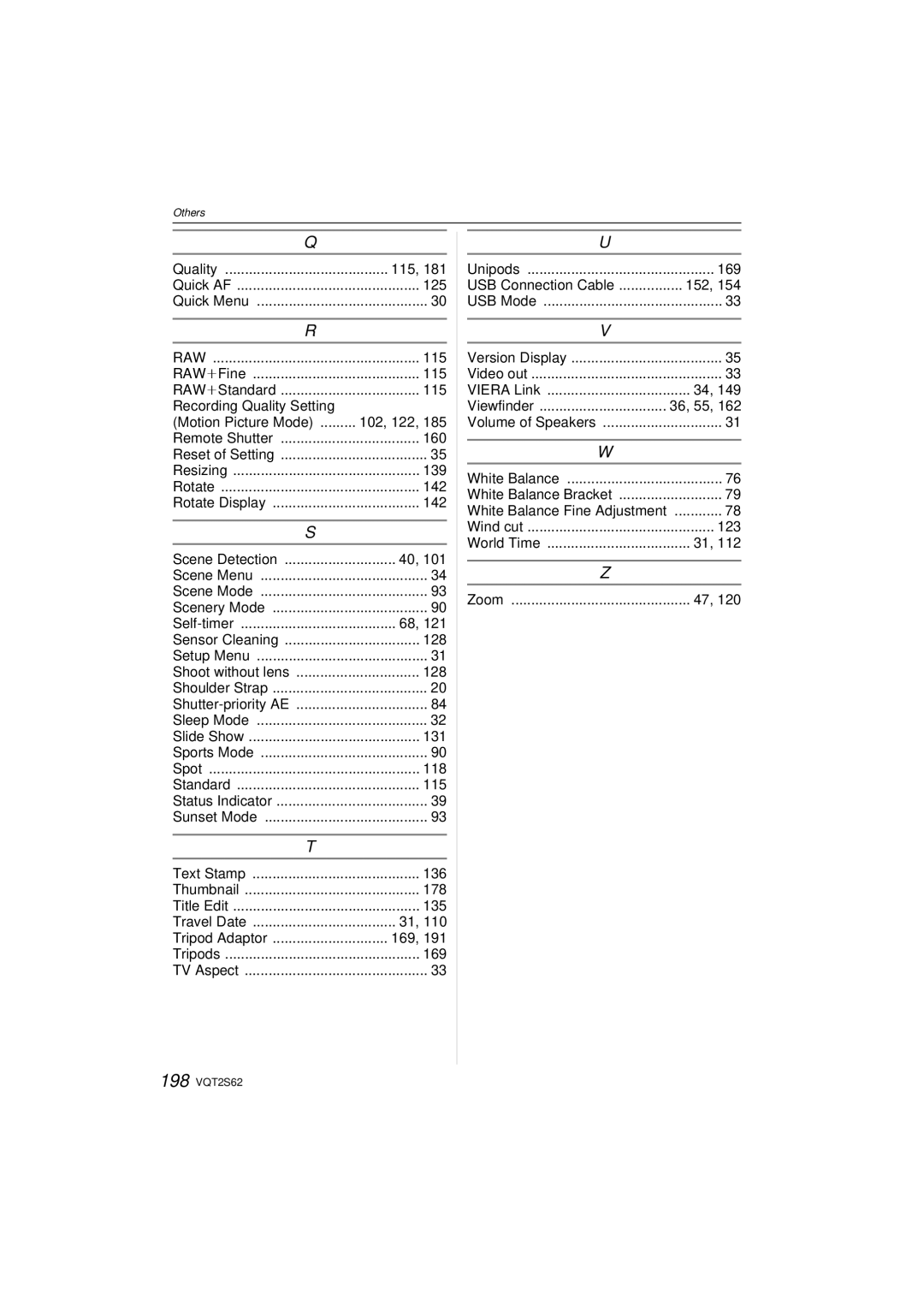 Panasonic DMC-G10K Recording Quality Setting Motion Picture Mode, 139, 136, 178, 135, 152, White Balance Fine Adjustment 