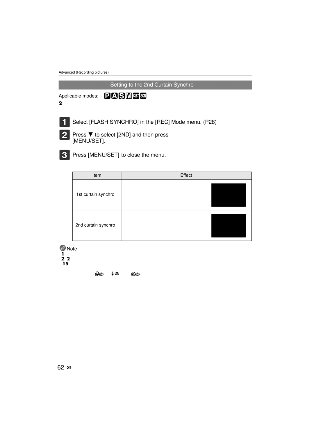 Panasonic DMC-G10K operating instructions Setting to the 2nd Curtain Synchro, Normal method when taking, Dynamic, Effect 