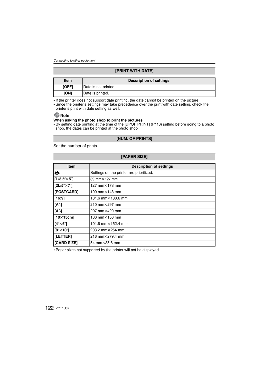 Panasonic DMC-G1K operating instructions Print with Date, NUM. of Prints, Set the number of prints, Paper Size 