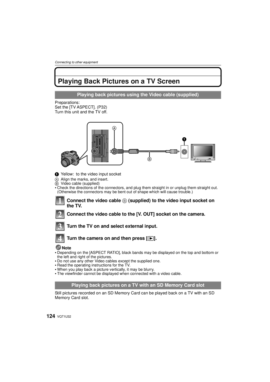 Panasonic DMC-G1K Playing Back Pictures on a TV Screen, Playing back pictures using the Video cable supplied 