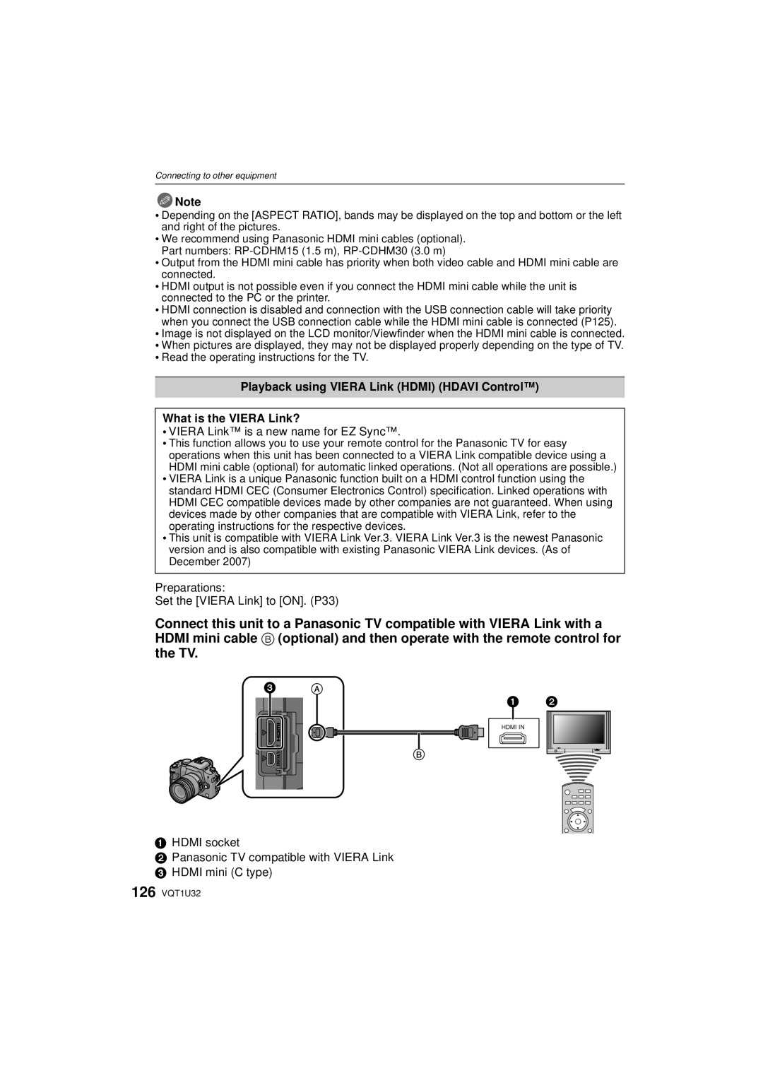 Panasonic DMC-G1K operating instructions Viera Link is a new name for EZ Sync, Preparations Set the Viera Link to ON. P33 