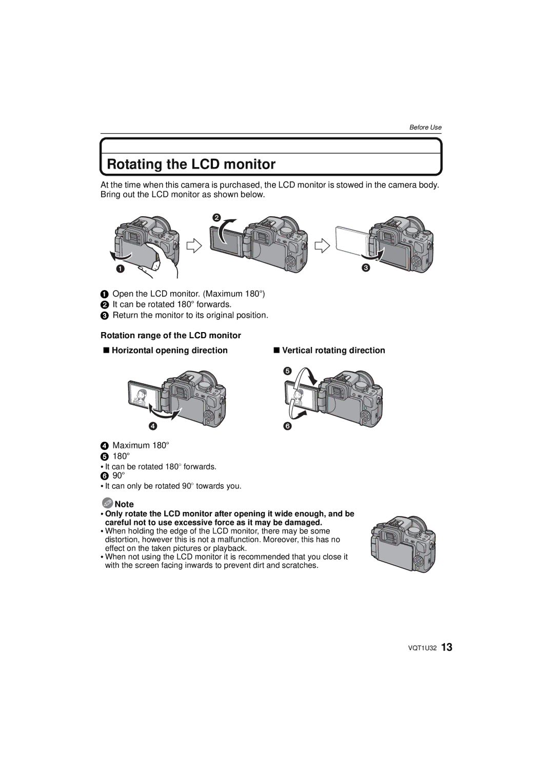 Panasonic DMC-G1K operating instructions Rotating the LCD monitor, Maximum 180o, 90o, Vertical rotating direction 