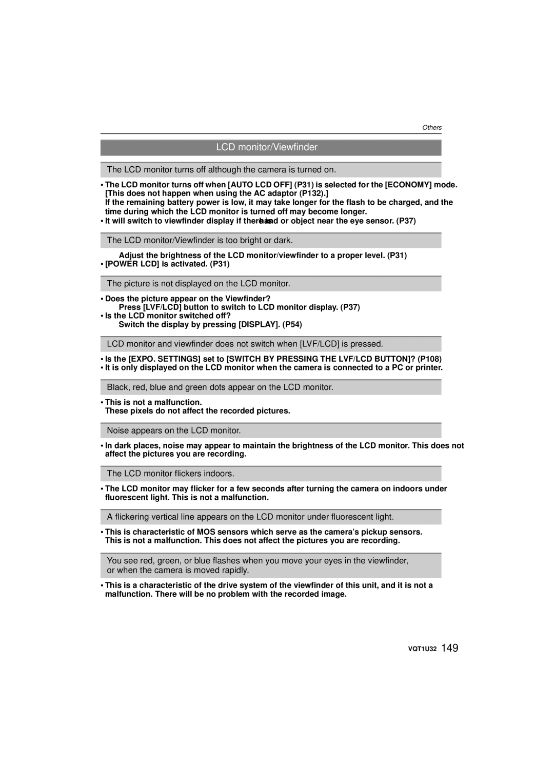 Panasonic DMC-G1K operating instructions LCD monitor/Viewfinder 