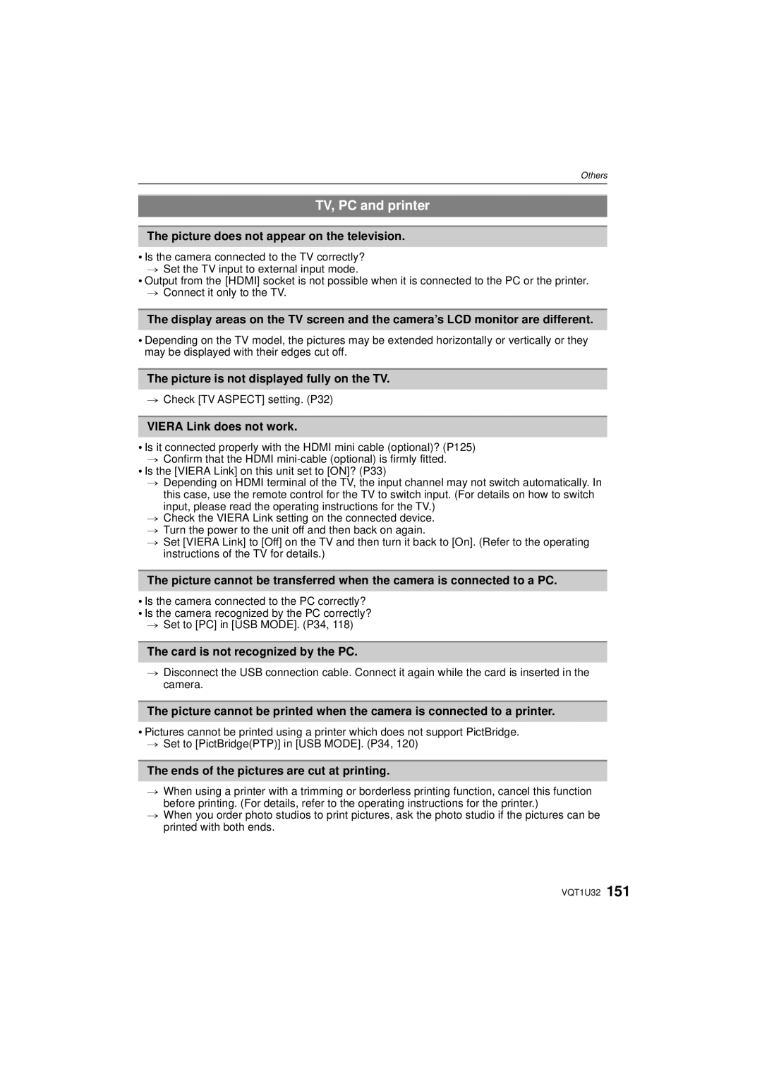 Panasonic DMC-G1K operating instructions TV, PC and printer 