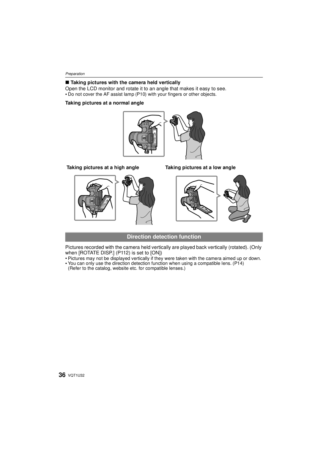 Panasonic DMC-G1K operating instructions Direction detection function, Taking pictures with the camera held vertically 