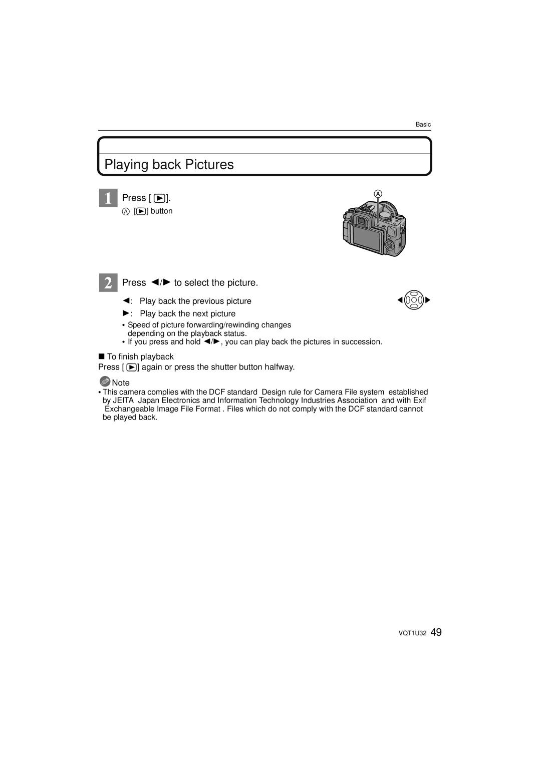 Panasonic DMC-G1K operating instructions Playing back Pictures, Press 2/1 to select the picture 