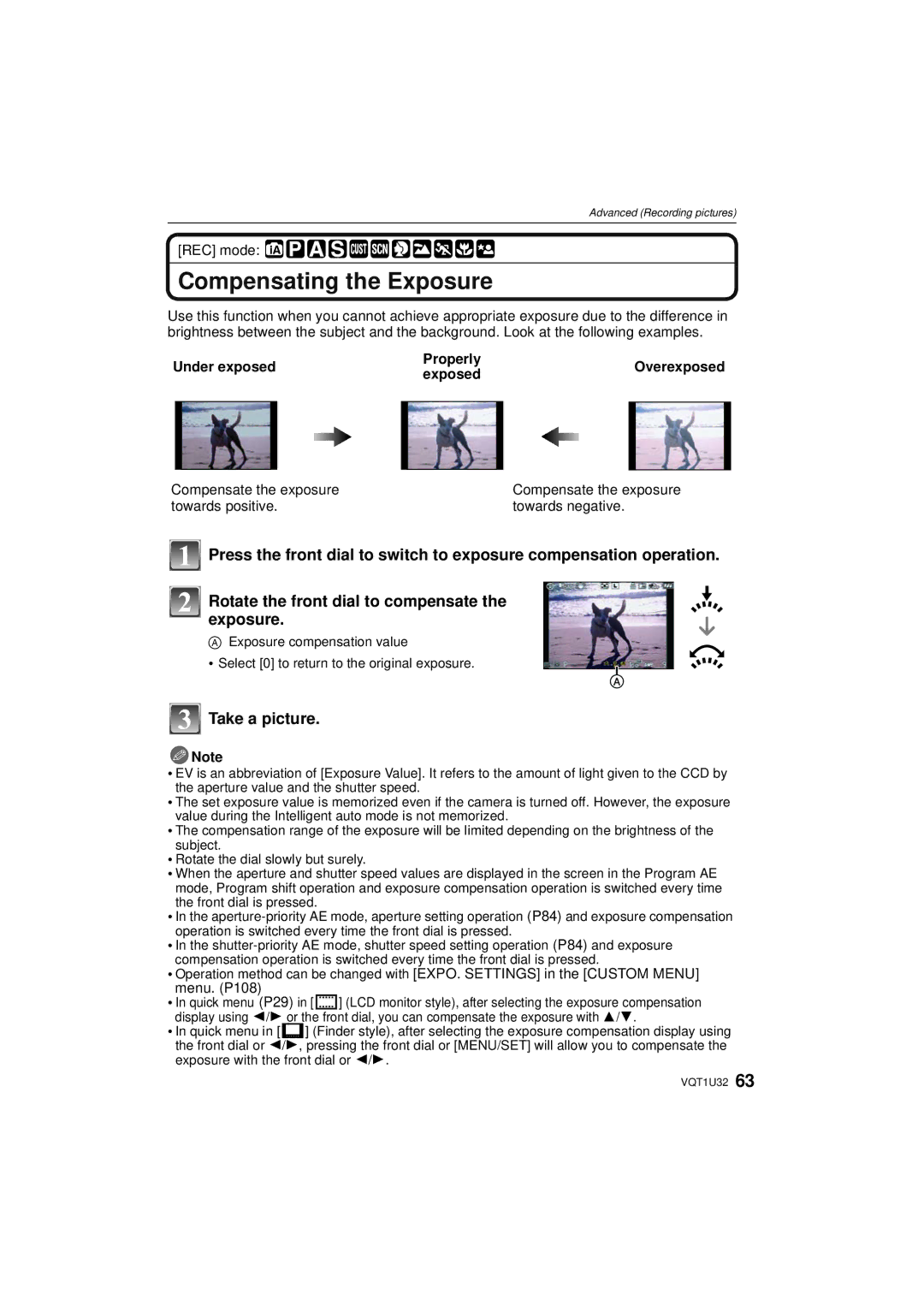 Panasonic DMC-G1K operating instructions Compensating the Exposure, Take a picture, Properly, Exposed 