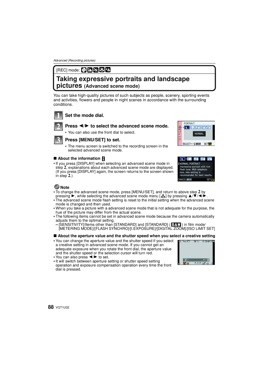 Panasonic DMC-G1K operating instructions Taking expressive portraits and landscape, About the information 