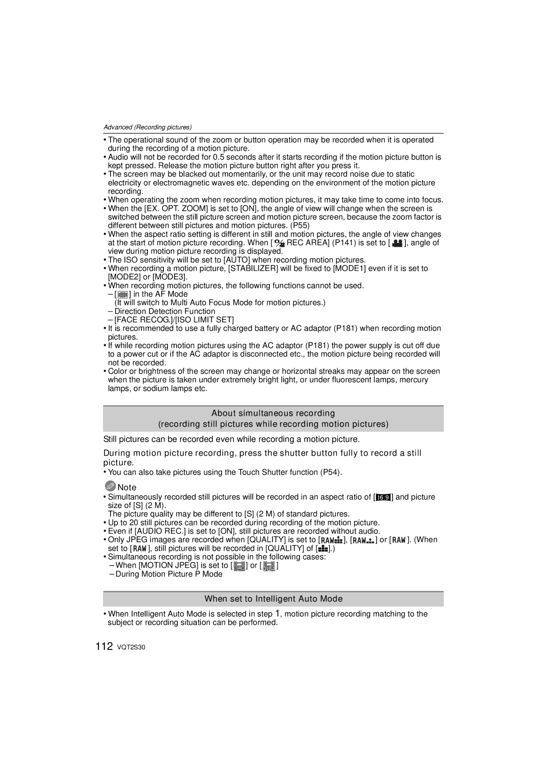 Panasonic DMC-G2K operating instructions When set to Intelligent Auto Mode, Face RECOG./ISO Limit SET 