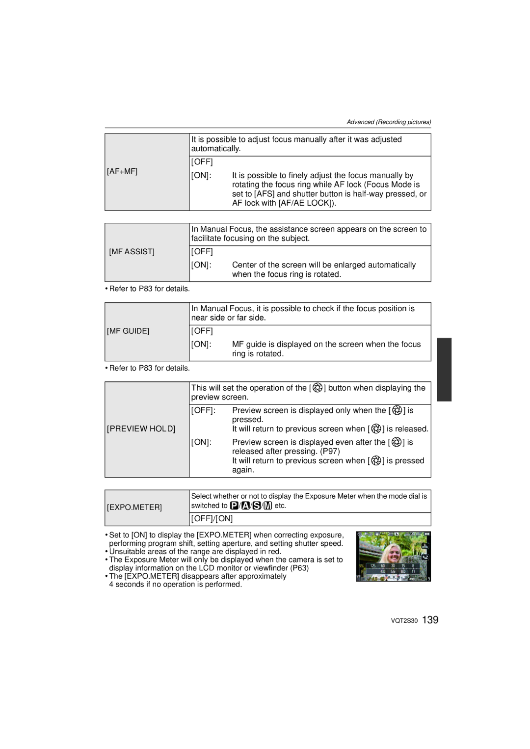 Panasonic DMC-G2K operating instructions Preview Hold 