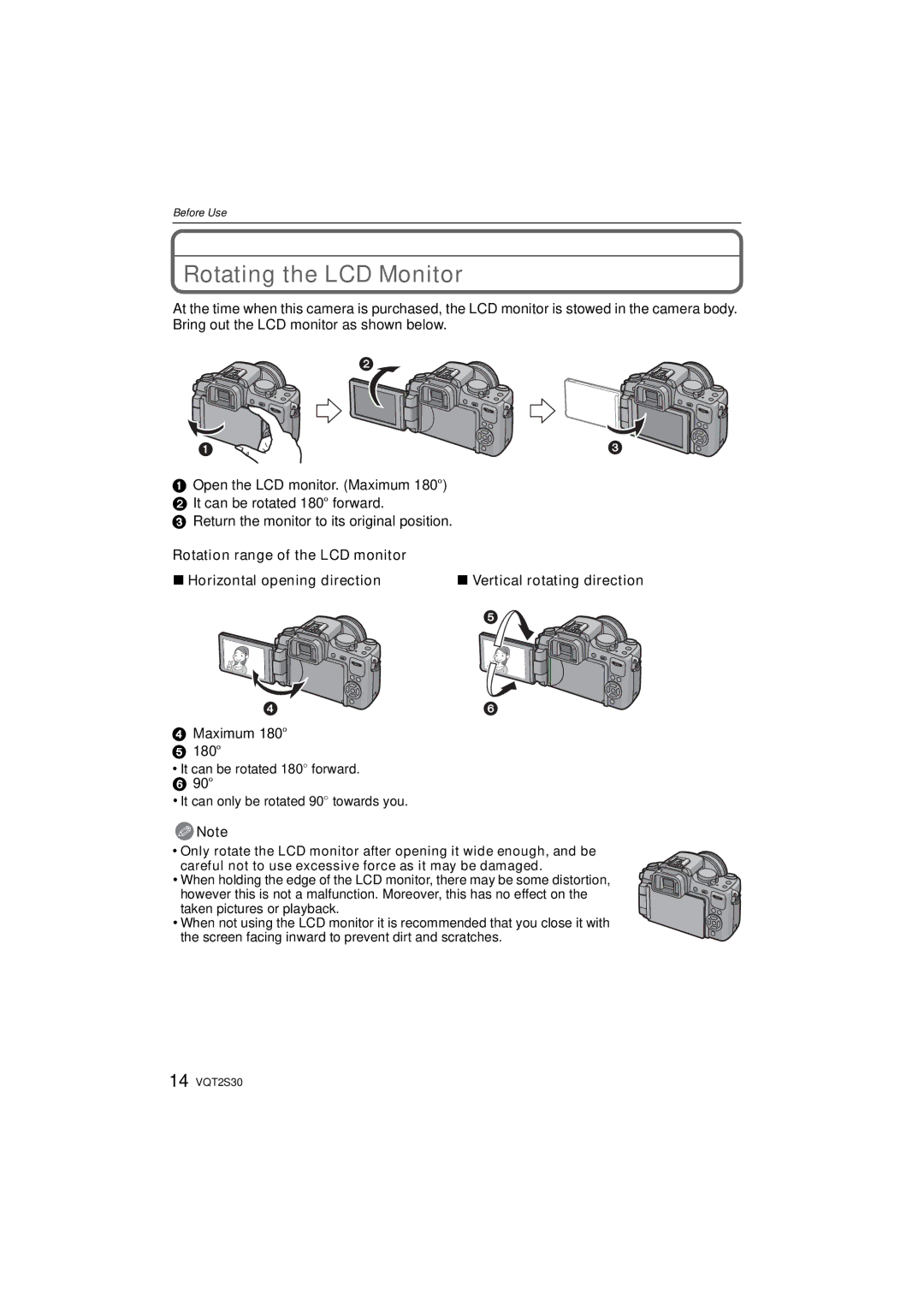 Panasonic DMC-G2K operating instructions Rotating the LCD Monitor, Maximum 180o, 90o, Vertical rotating direction 