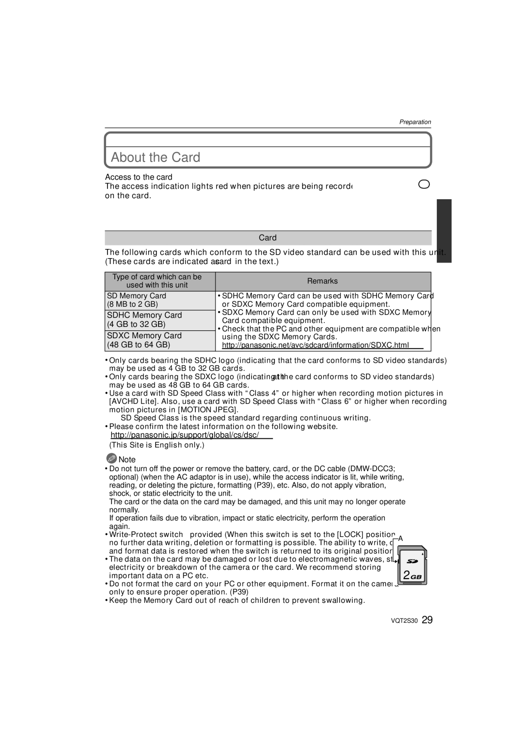 Panasonic DMC-G2K operating instructions About the Card 