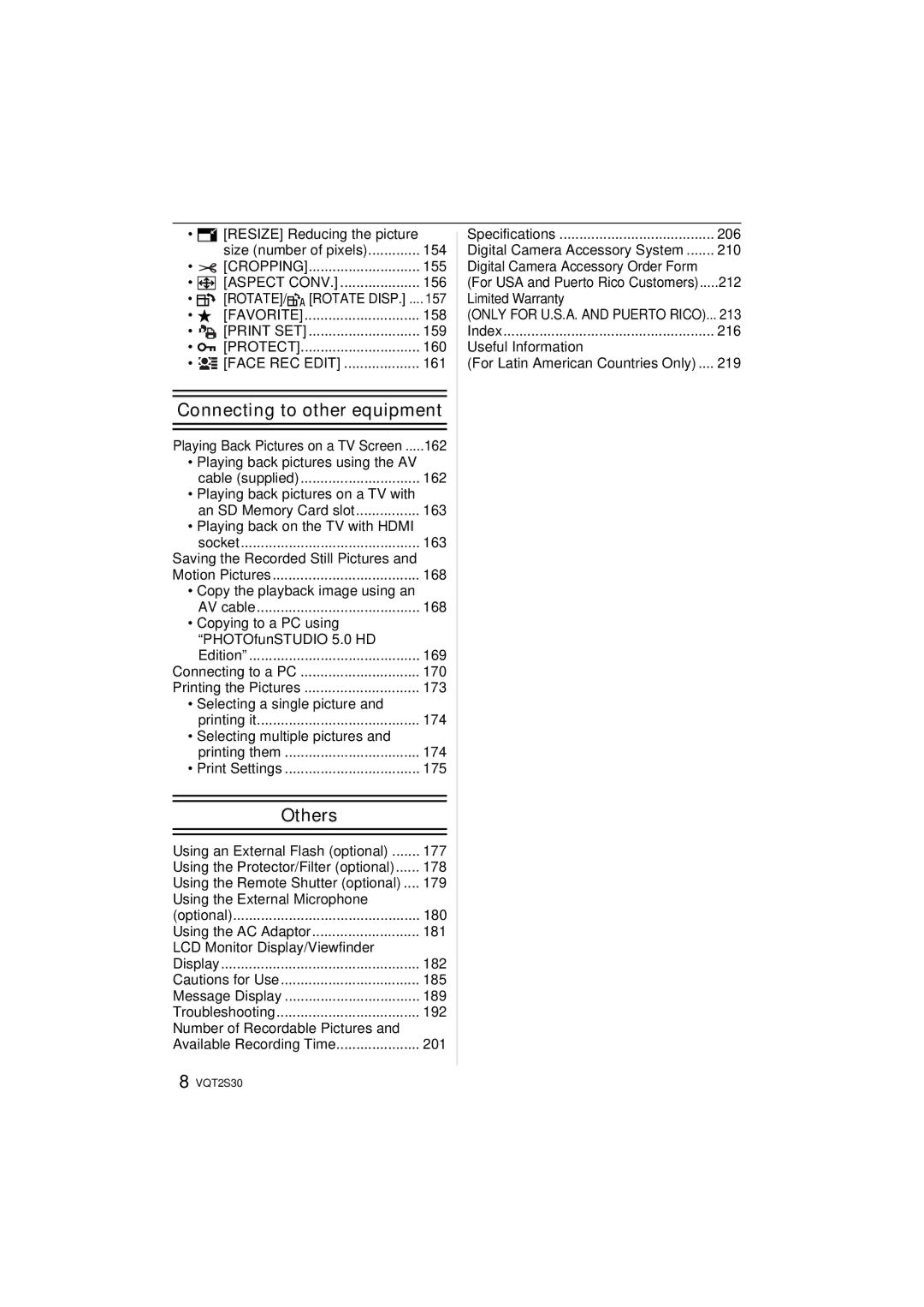 Panasonic DMC-G2K Resize Reducing the picture Size number of pixels 154, 155, 156, 157, 158, 159, 160, 161, 162, 169, 174 