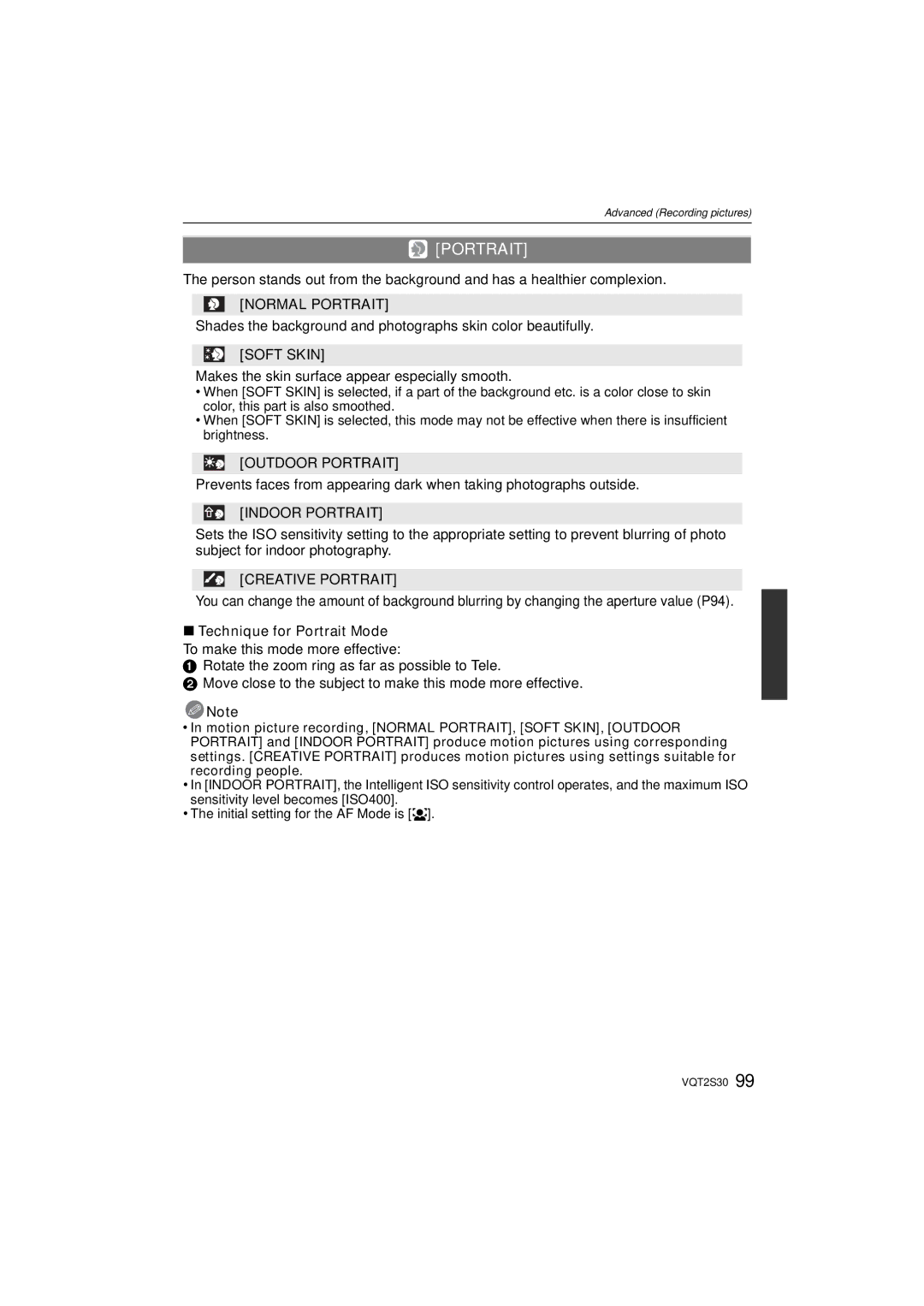 Panasonic DMC-G2K operating instructions Portrait 