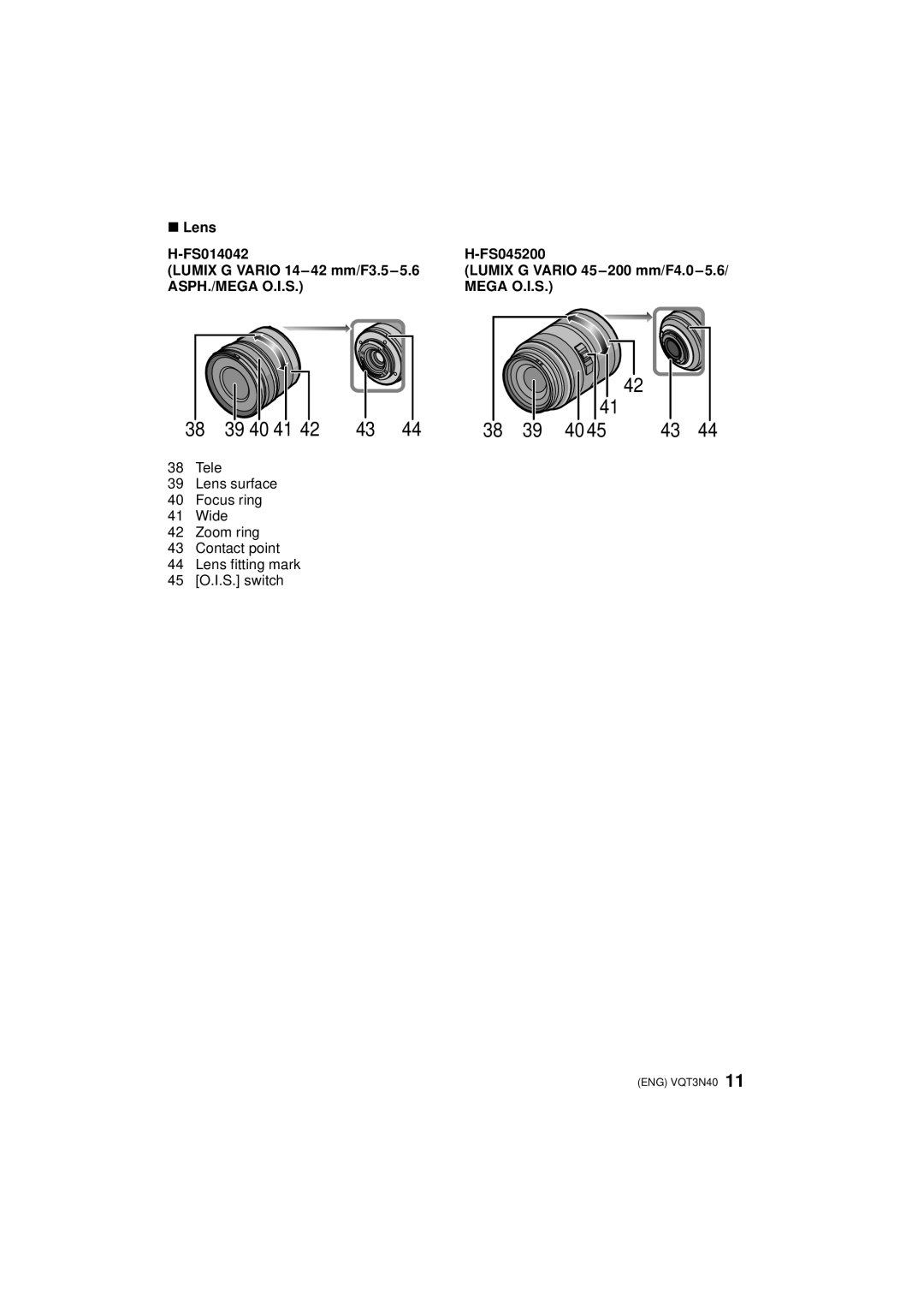 Panasonic DMCG3KK, DMC-G3 ∫ Lens, H-FS014042, H-FS045200, LUMIX G VARIO 14-42 mm/F3.5-5.6, Asph./Mega O.I.S, 39 40 41 