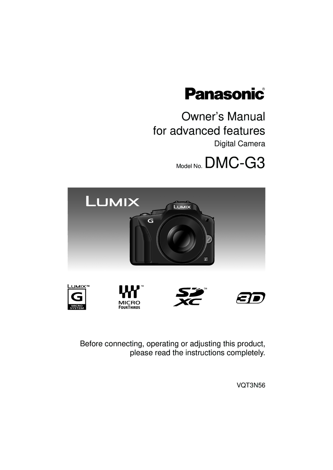 Panasonic DMC-G3 owner manual Digital Camera 