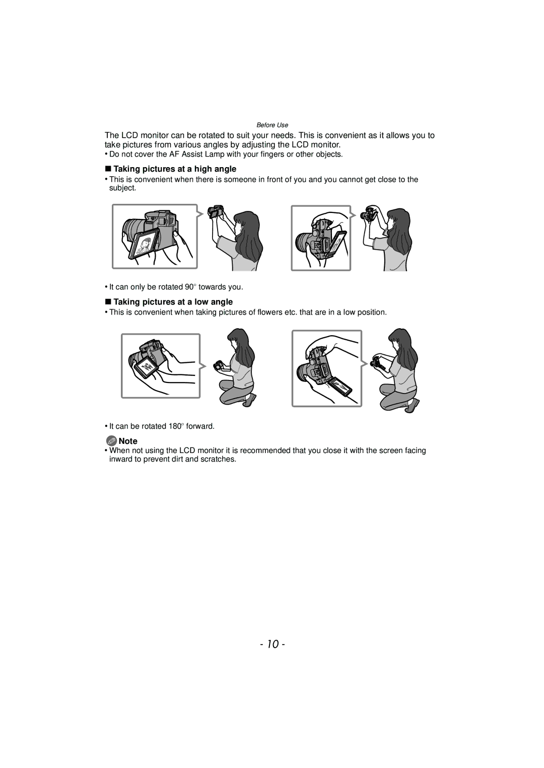 Panasonic DMC-G3 owner manual Taking pictures at a high angle, Taking pictures at a low angle 