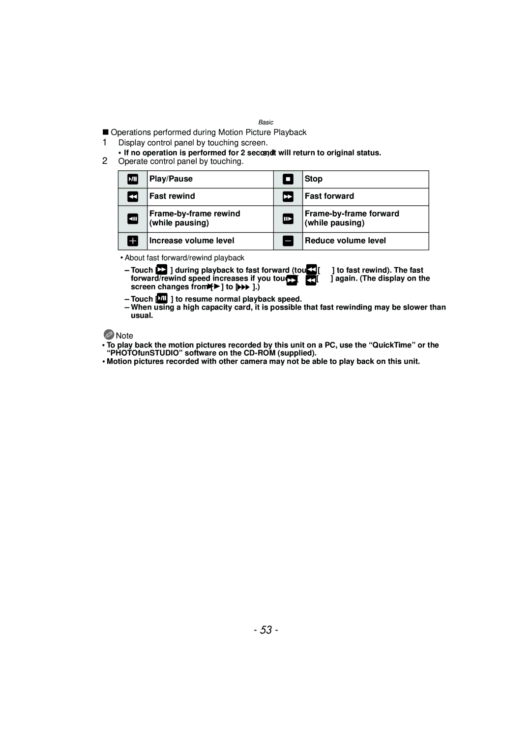 Panasonic DMC-G3 owner manual Operate control panel by touching, About fast forward/rewind playback 