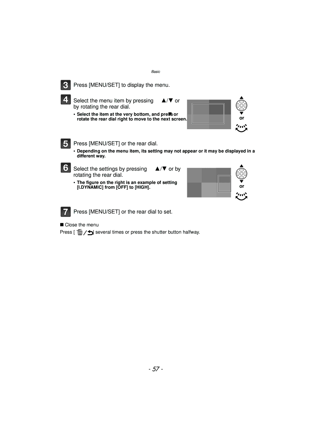 Panasonic DMC-G3 owner manual Press MENU/SET or the rear dial to set 