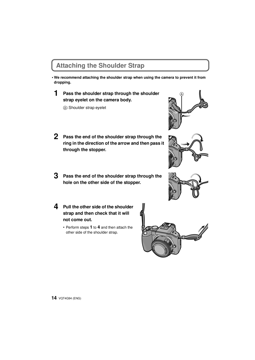 Panasonic DMC-G5X, DMC-G5-K, DMC-G5K owner manual Attaching the Shoulder Strap, Shoulder strap eyelet 