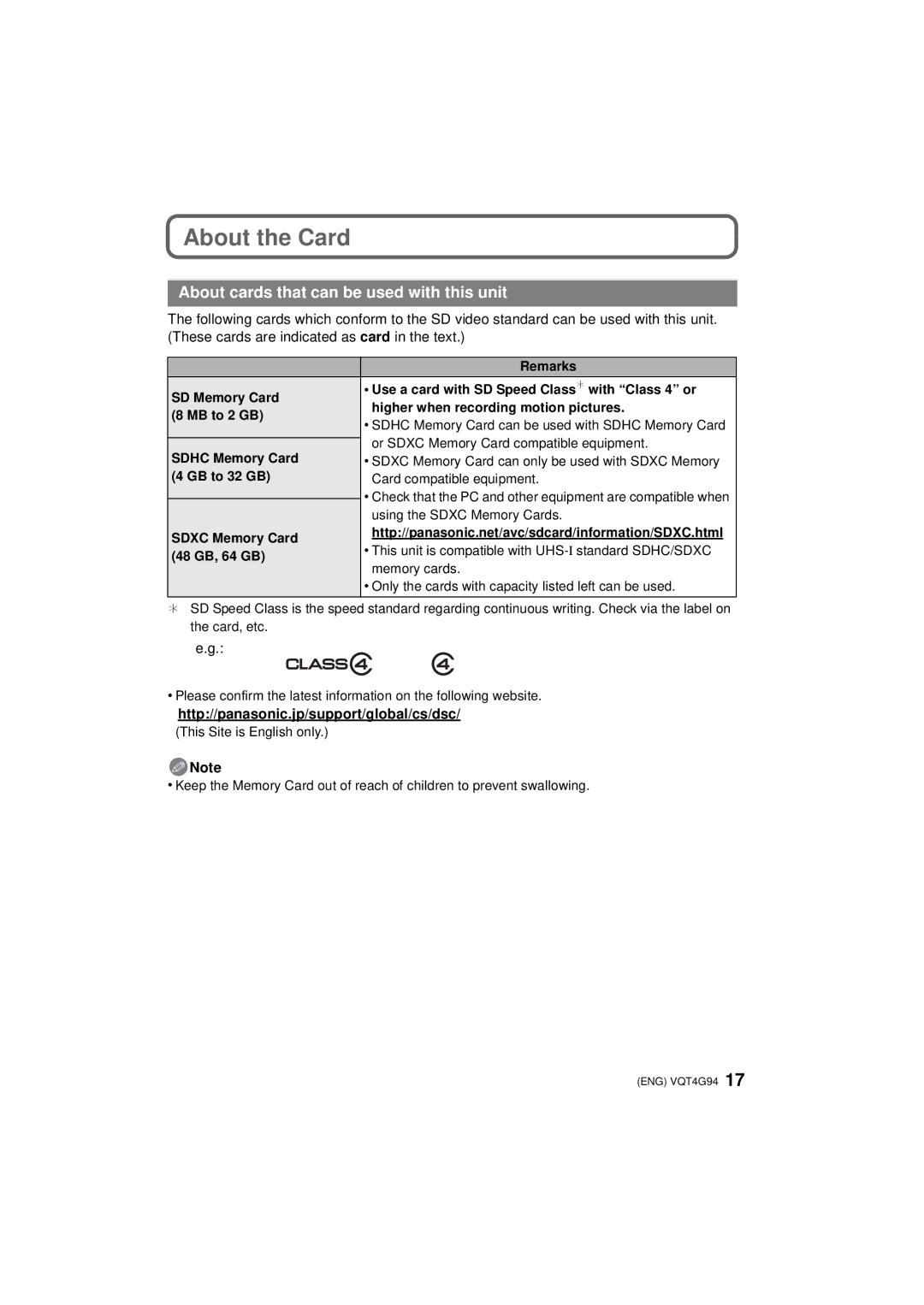 Panasonic DMC-G5-K, DMC-G5X, DMC-G5K owner manual About the Card, About cards that can be used with this unit 