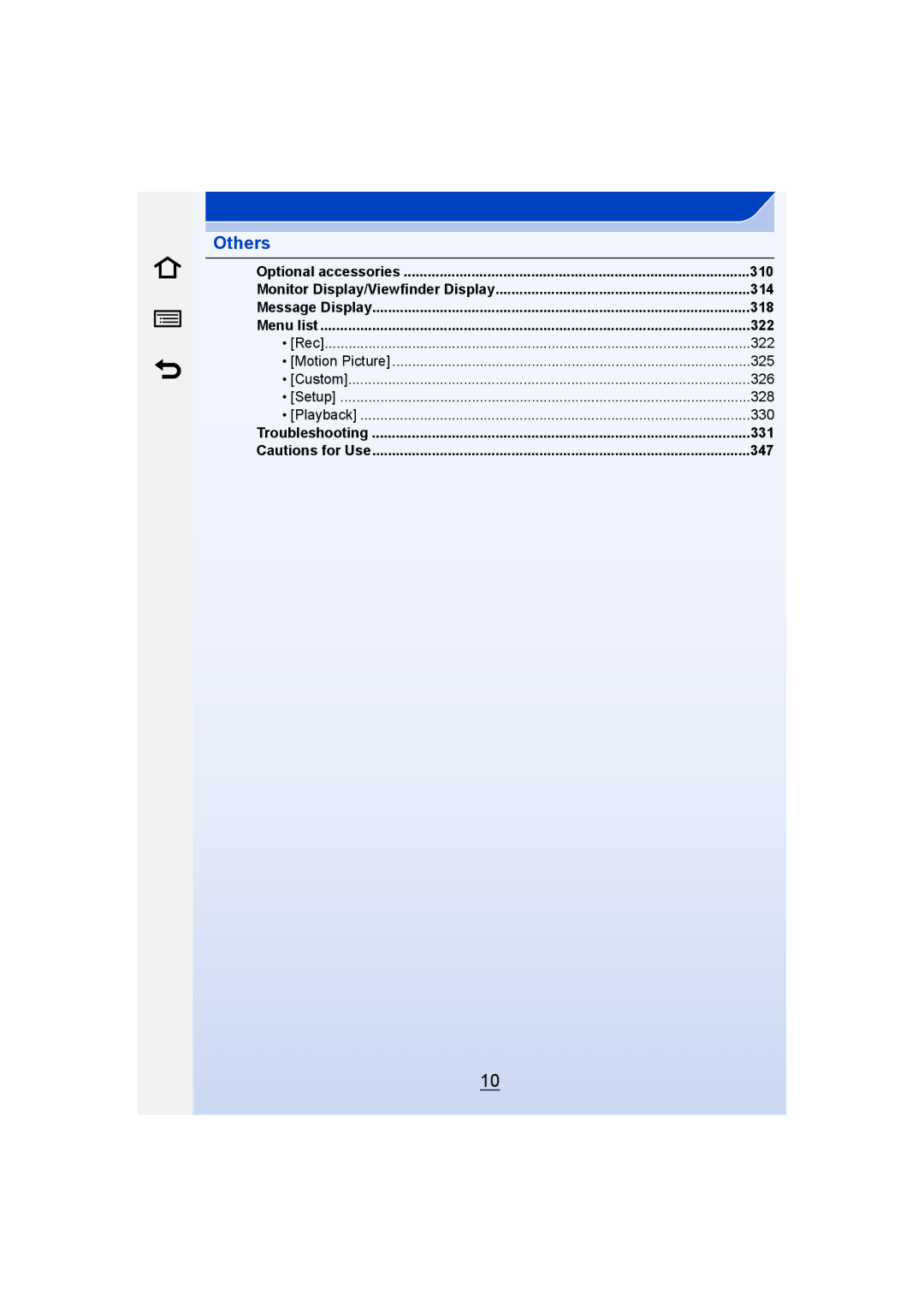 Panasonic DMC-G6 owner manual Others, 310 