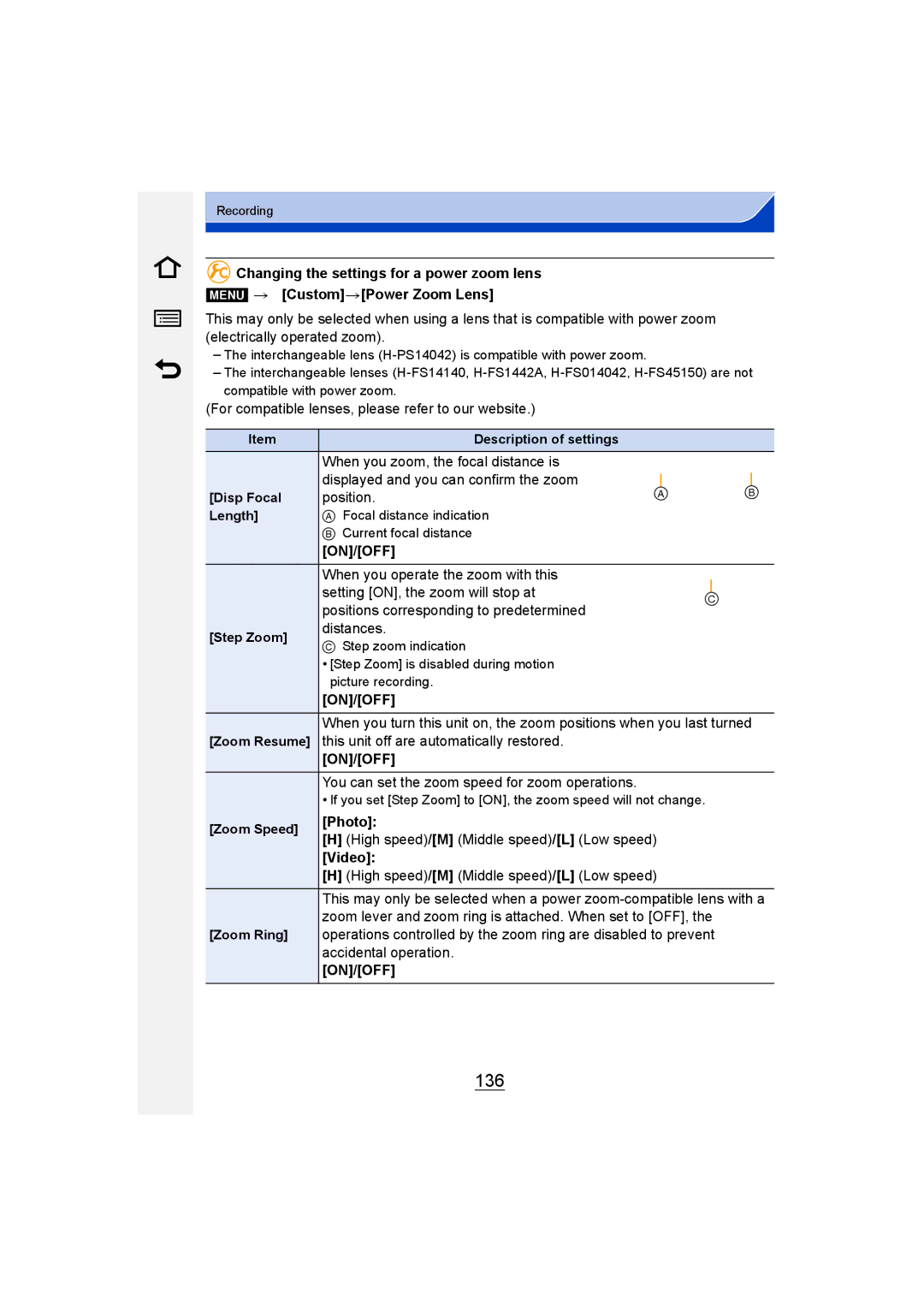 Panasonic DMC-G6 owner manual 136, Position, Photo, Video 