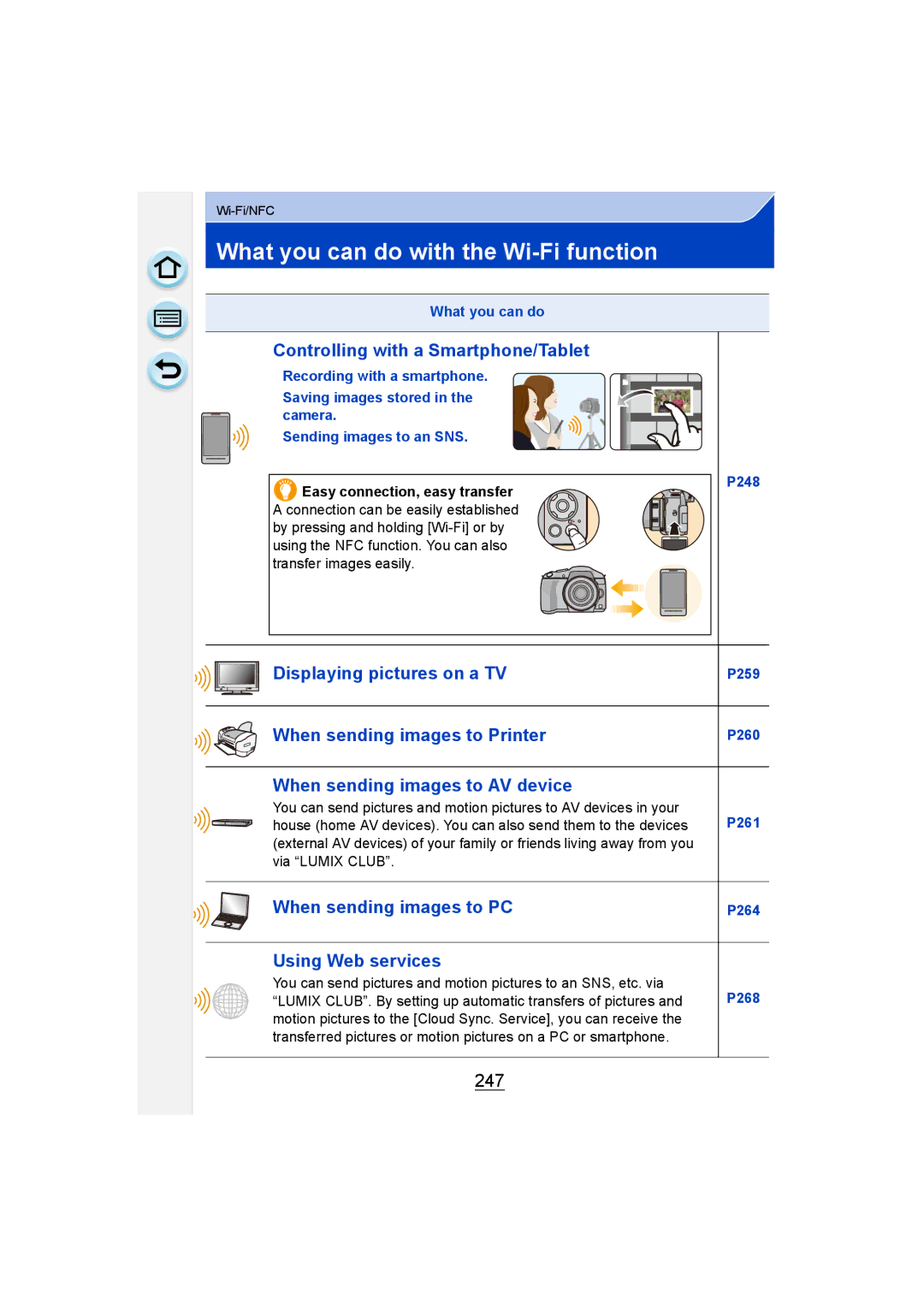 Panasonic DMC-G6 owner manual What you can do with the Wi-Fi function, 247 