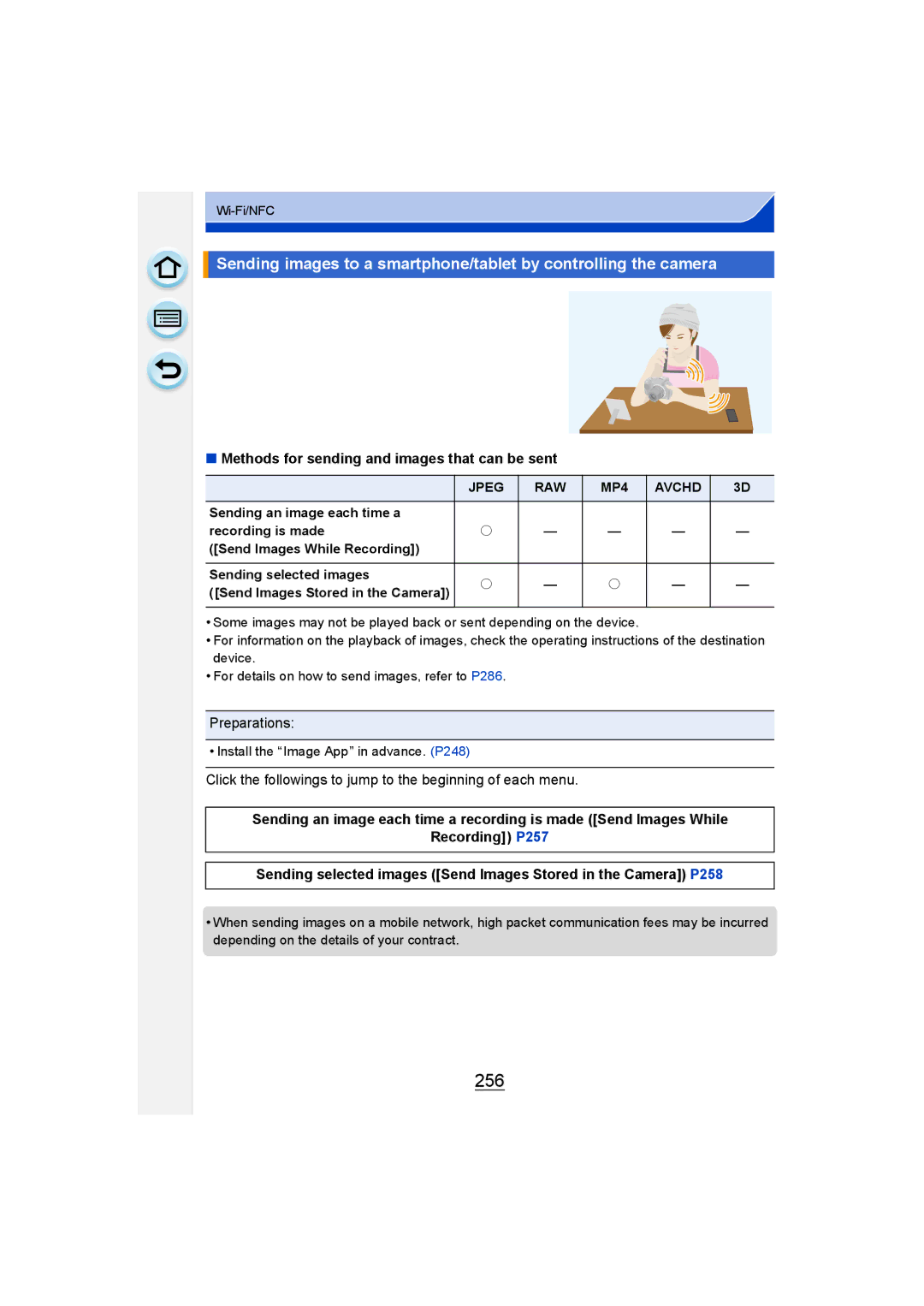 Panasonic DMC-G6 owner manual 256, Methods for sending and images that can be sent 