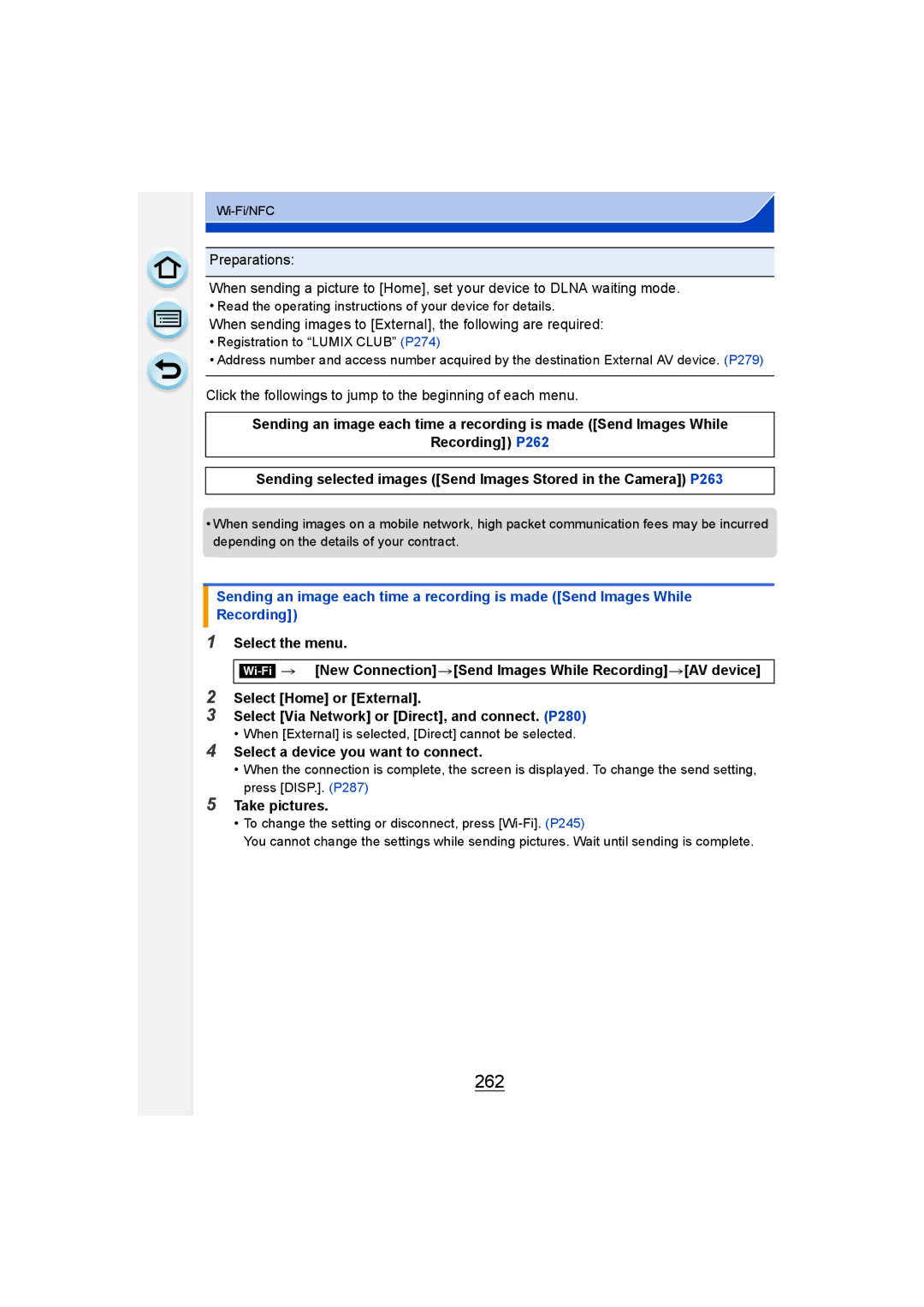 Panasonic DMC-G6 owner manual 262, When sending images to External, the following are required 