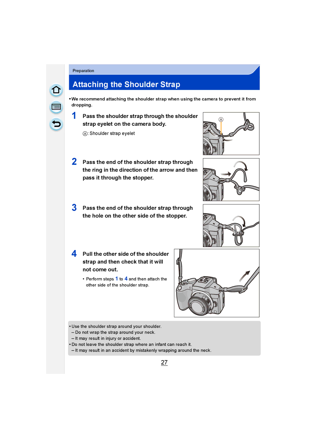 Panasonic DMC-G6 owner manual Attaching the Shoulder Strap, Shoulder strap eyelet 