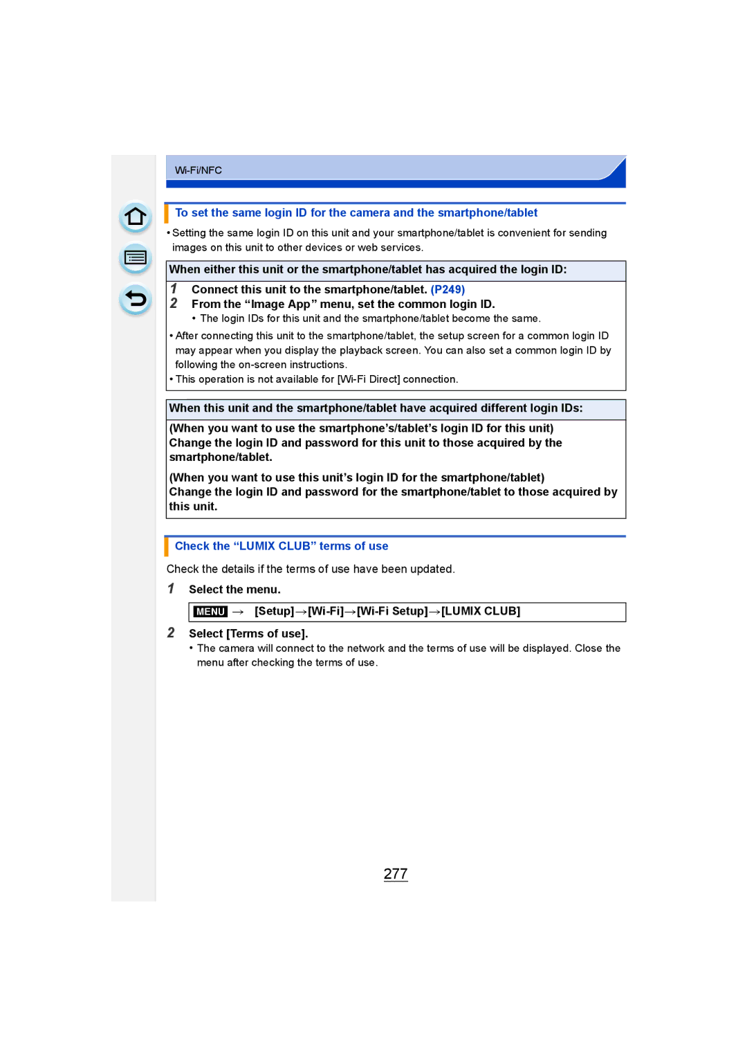 Panasonic DMC-G6 277, Check the Lumix Club terms of use, Check the details if the terms of use have been updated 