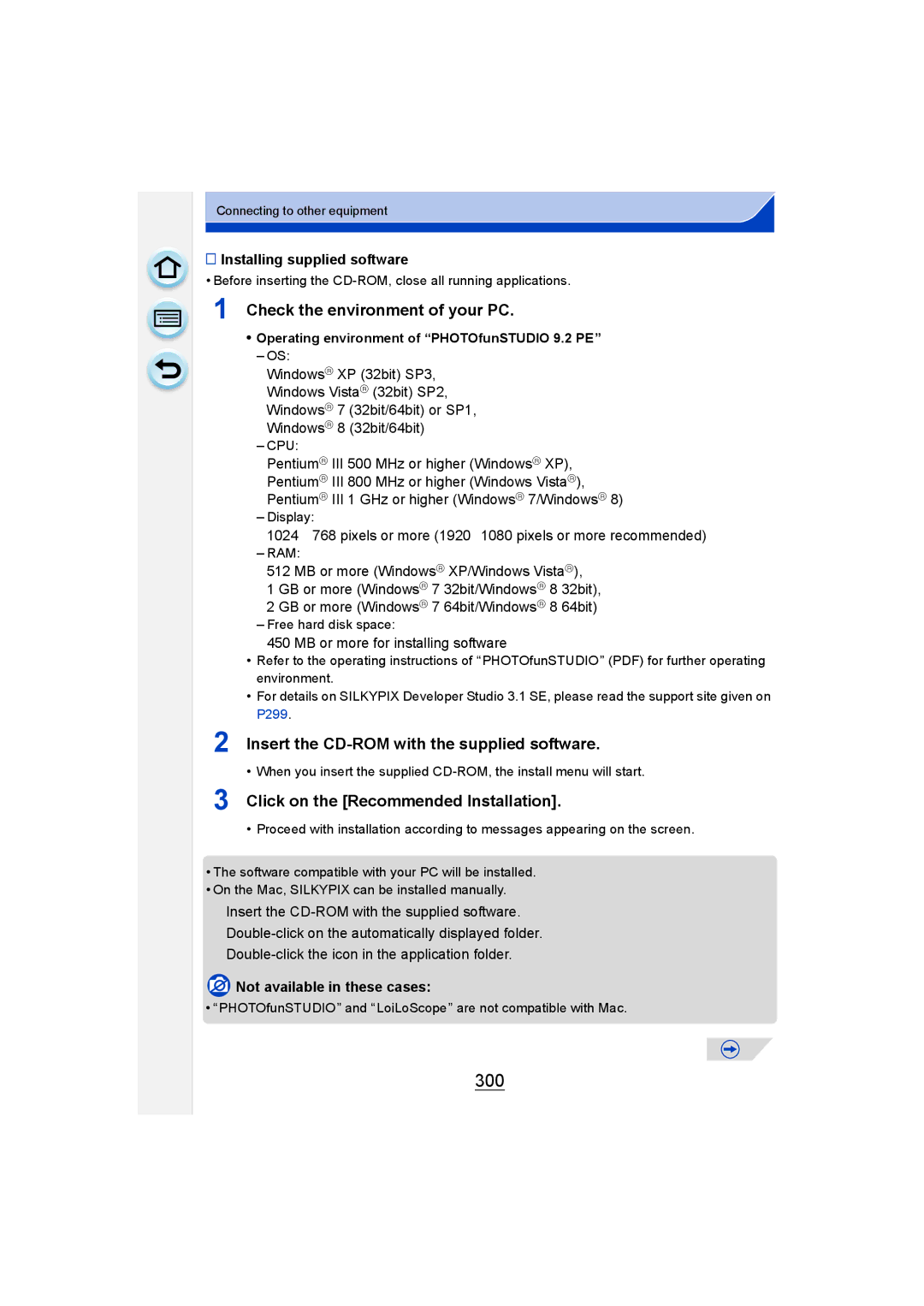 Panasonic DMC-G6 owner manual 300, Check the environment of your PC, Insert the CD-ROM with the supplied software 