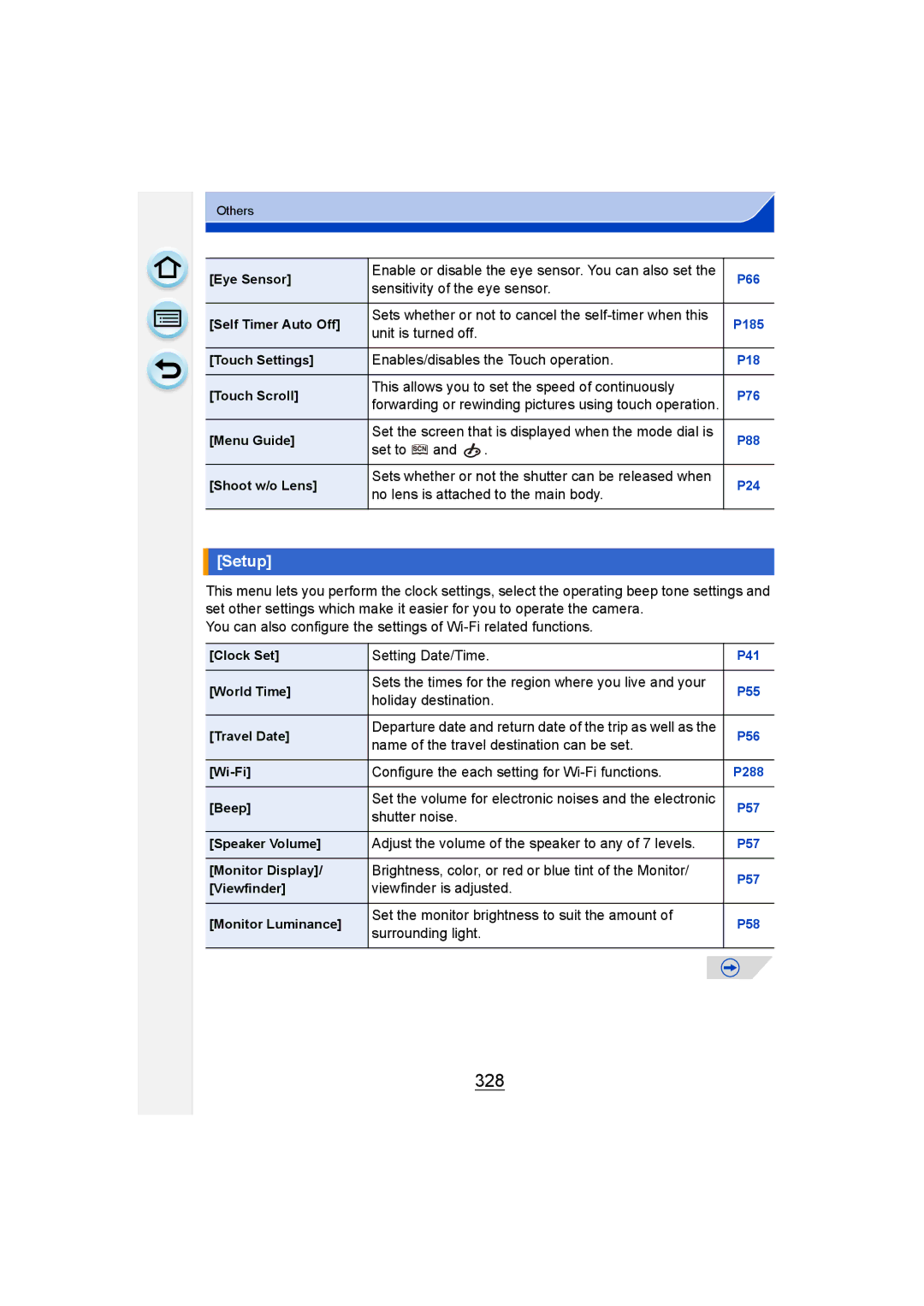 Panasonic DMC-G6 owner manual 328, Setup 