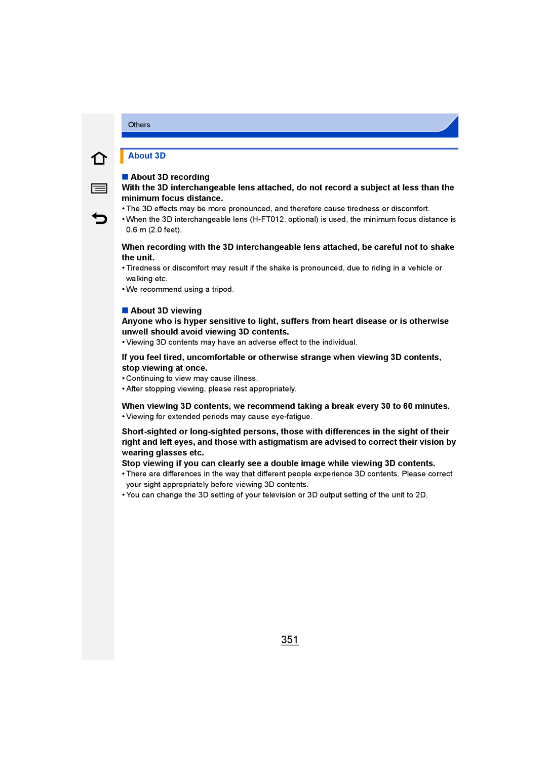 Panasonic DMC-G6 owner manual 351, About 3D 