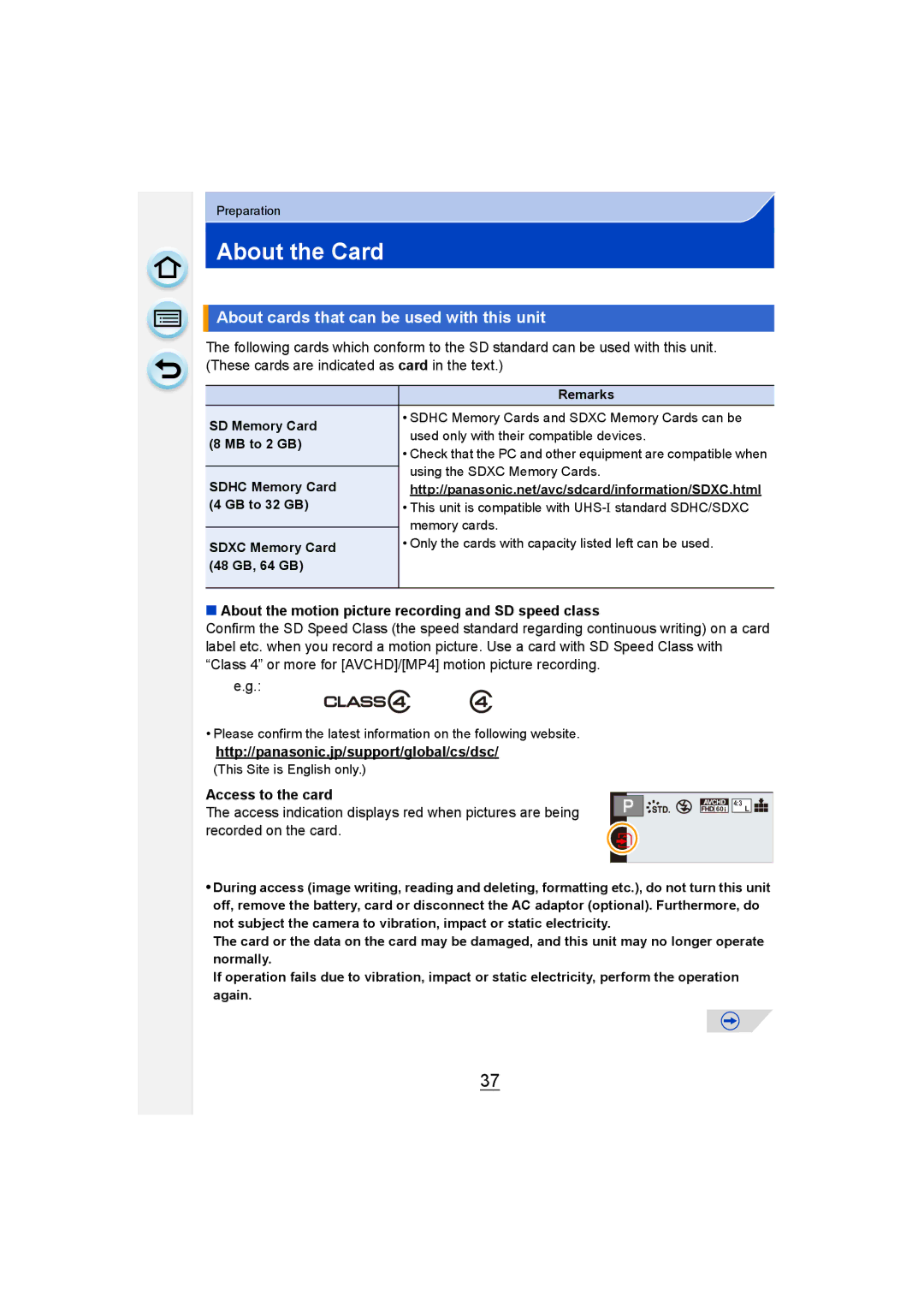 Panasonic DMC-G6 owner manual About the Card, About cards that can be used with this unit, Access to the card 