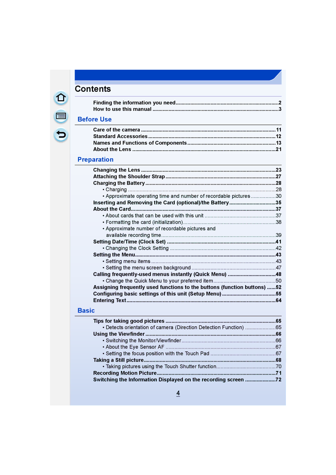 Panasonic DMC-G6 owner manual Contents 