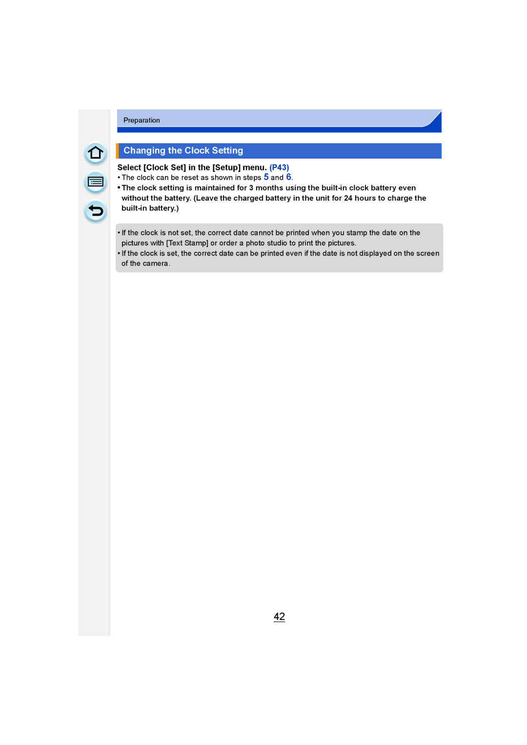 Panasonic DMC-G6 owner manual Changing the Clock Setting, Select Clock Set in the Setup menu. P43 