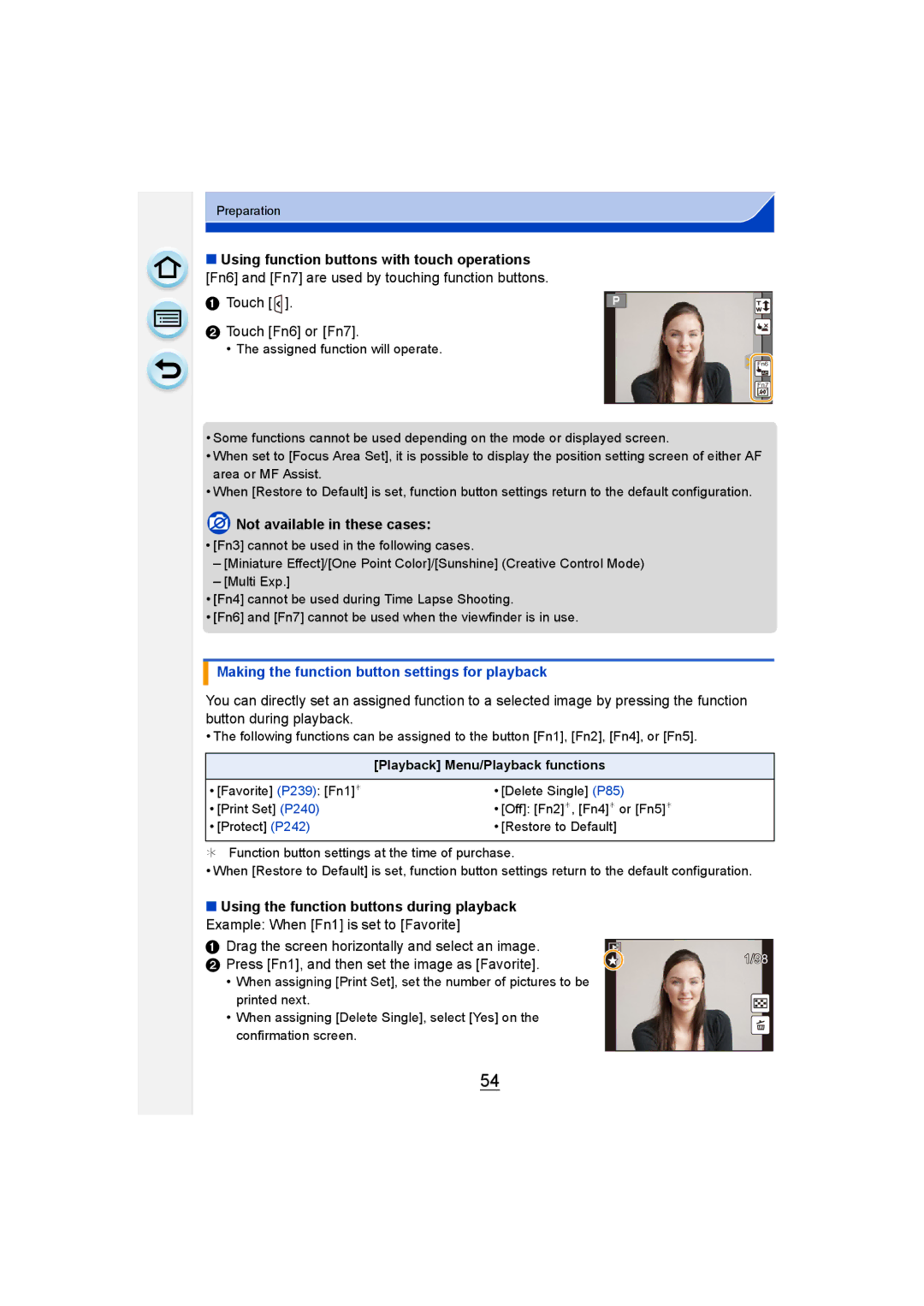 Panasonic DMC-G6 owner manual Touch Touch Fn6 or Fn7, Making the function button settings for playback 