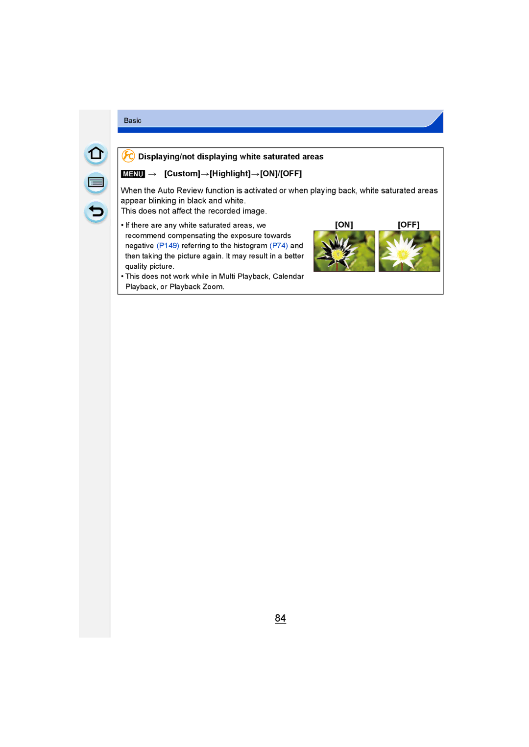 Panasonic DMC-G6 owner manual If there are any white saturated areas, we 