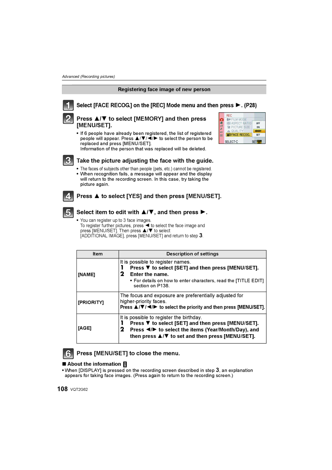 Panasonic DMC-GF1K operating instructions Take the picture adjusting the face with the guide 