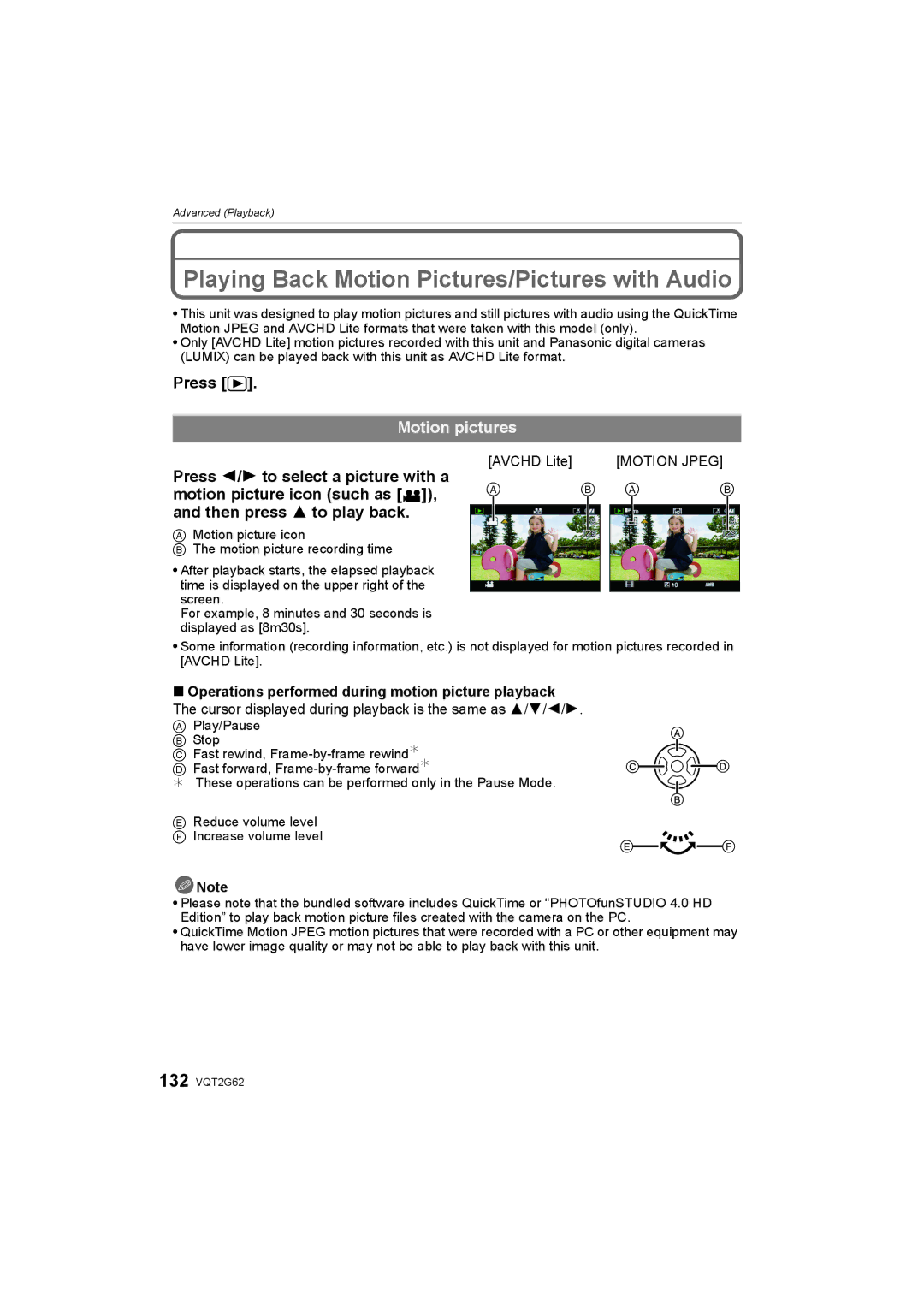 Panasonic DMC-GF1K operating instructions Playing Back Motion Pictures/Pictures with Audio, Motion pictures, Avchd Lite 