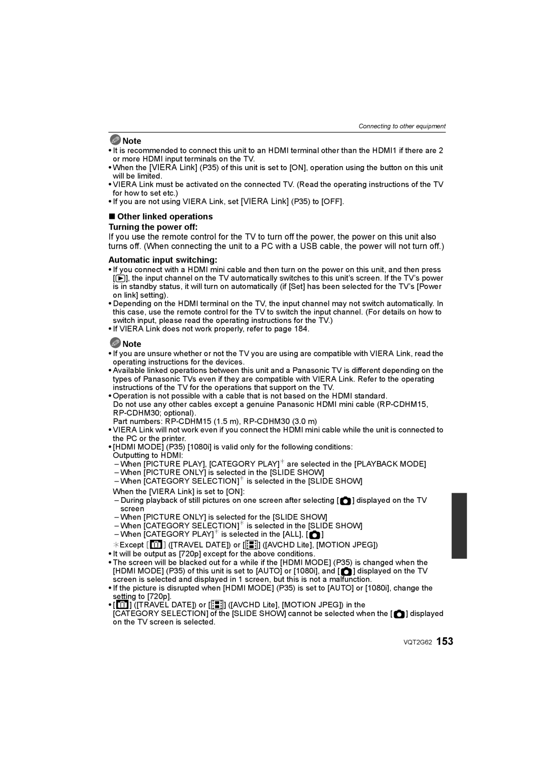 Panasonic DMC-GF1K operating instructions Automatic input switching, Other linked operations Turning the power off 