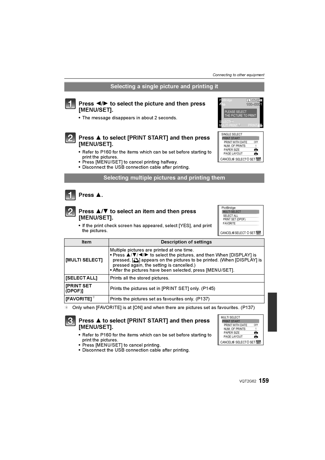 Panasonic DMC-GF1K Selecting a single picture and printing it, Press 3 to select Print Start and then press MENU/SET 