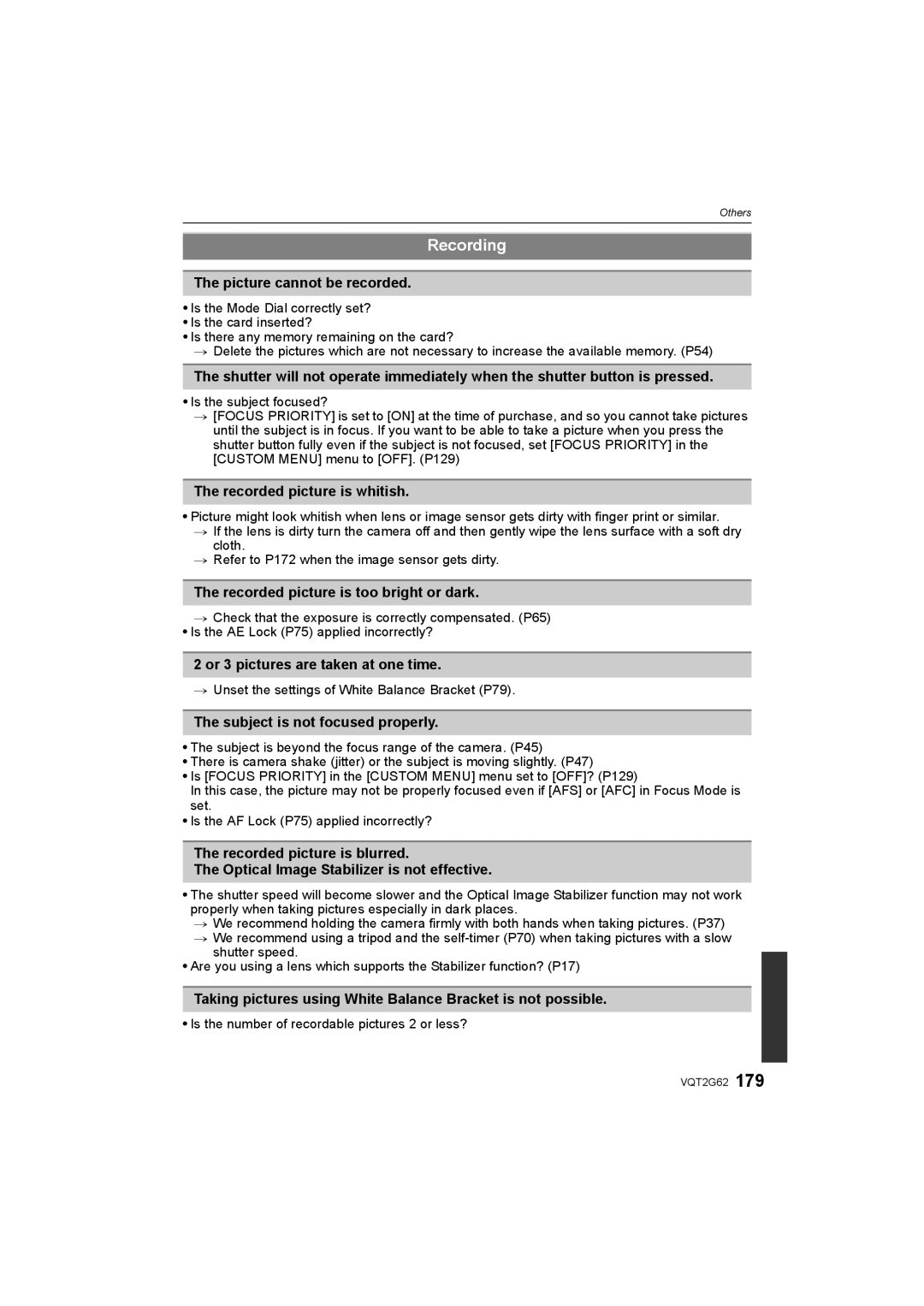 Panasonic DMC-GF1K operating instructions Recording 