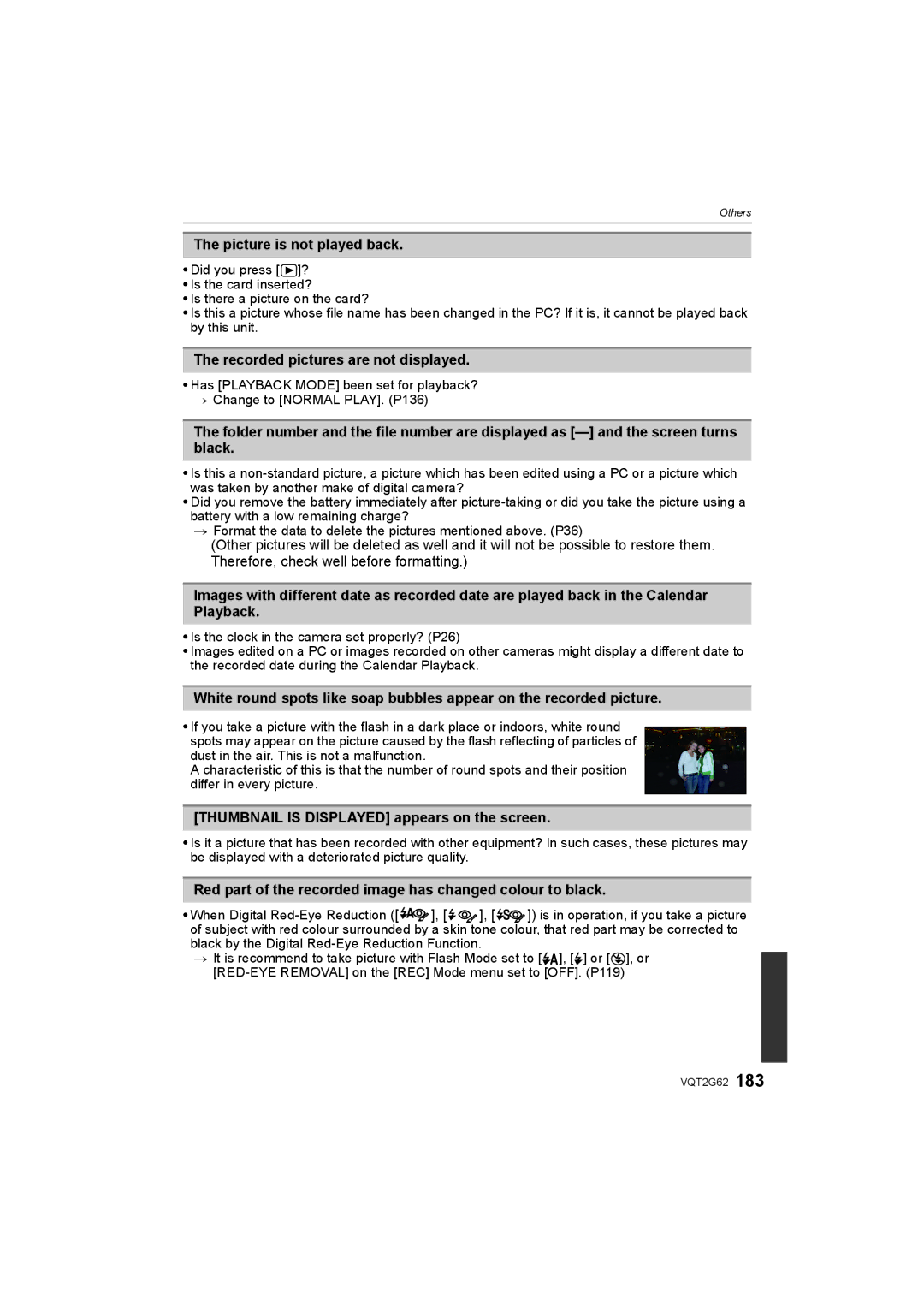 Panasonic DMC-GF1K operating instructions Picture is not played back, Recorded pictures are not displayed 