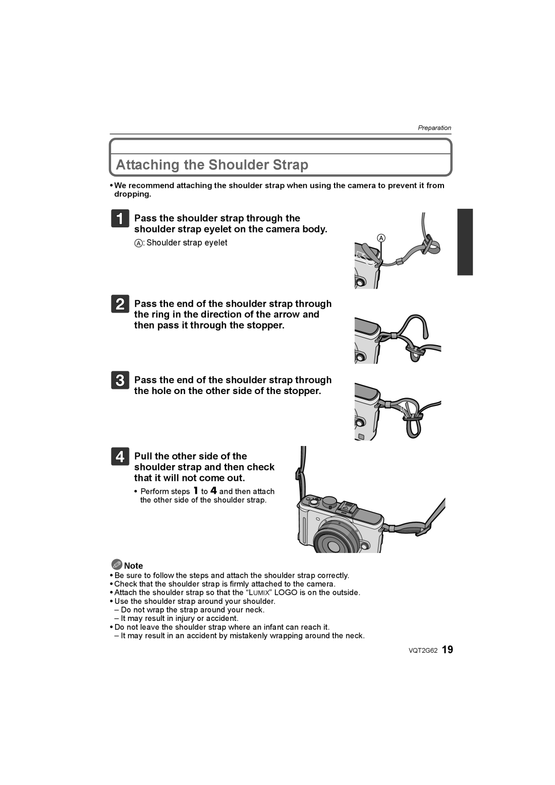 Panasonic DMC-GF1K operating instructions Attaching the Shoulder Strap, Shoulder strap eyelet 