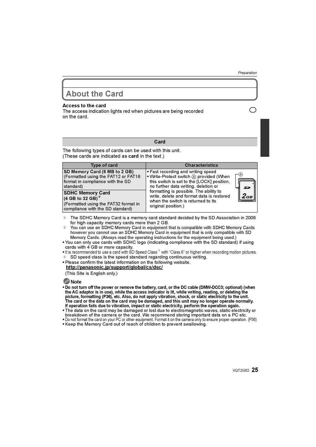 Panasonic DMC-GF1K operating instructions About the Card, Access to the card, Sdhc Memory Card 