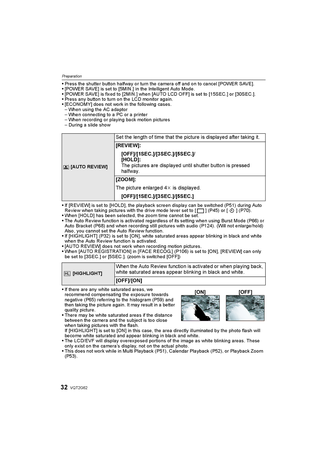 Panasonic DMC-GF1K operating instructions Review, Hold, Zoom, Off 