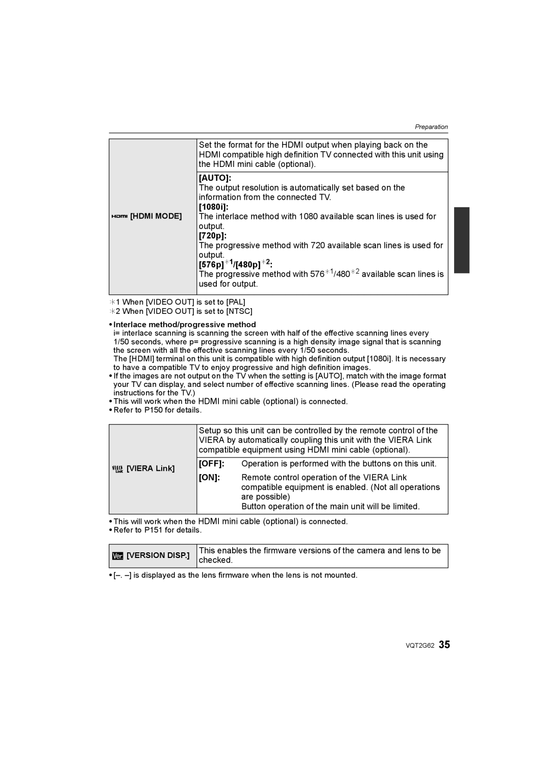 Panasonic DMC-GF1K operating instructions Auto, 1080i, 720p, 576p¢1/480p¢2 